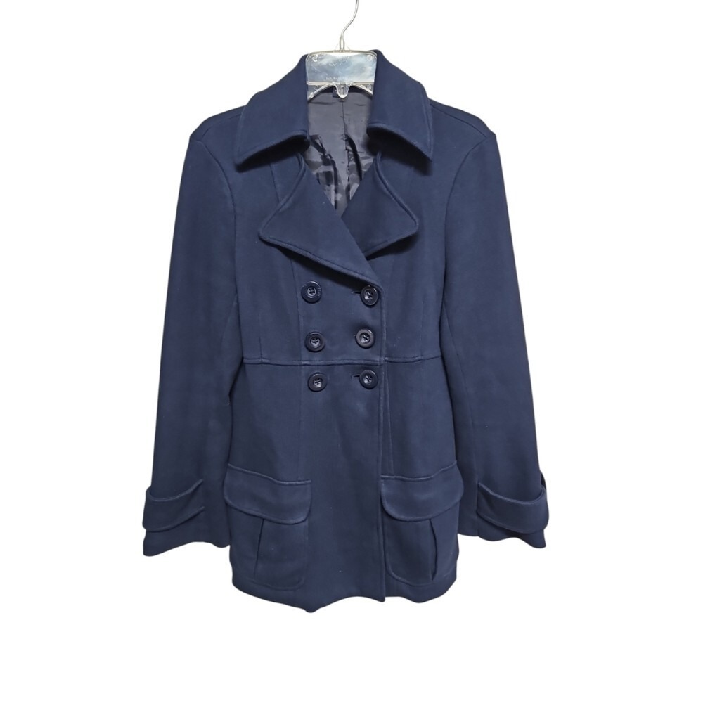 Banana Republic Women's Navy Blue Double Breasted Pea Coat Medium‎